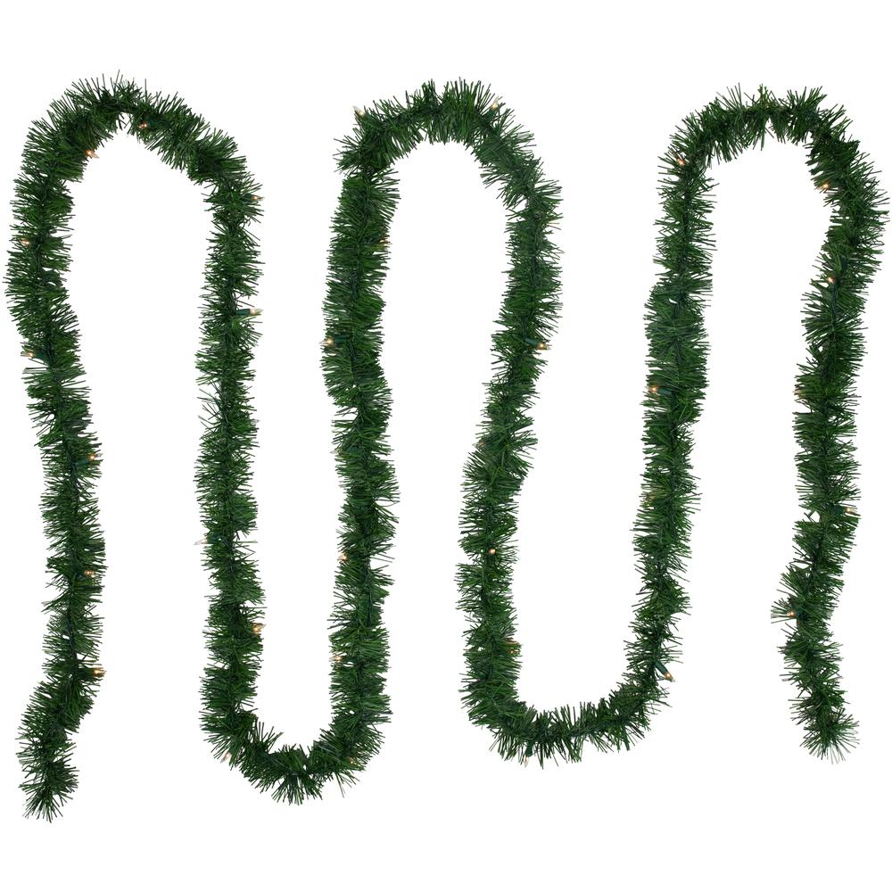 18' x 3" Pre-Lit Pine Two-tone Artificial Christmas Garland  Clear Lights. Picture 1