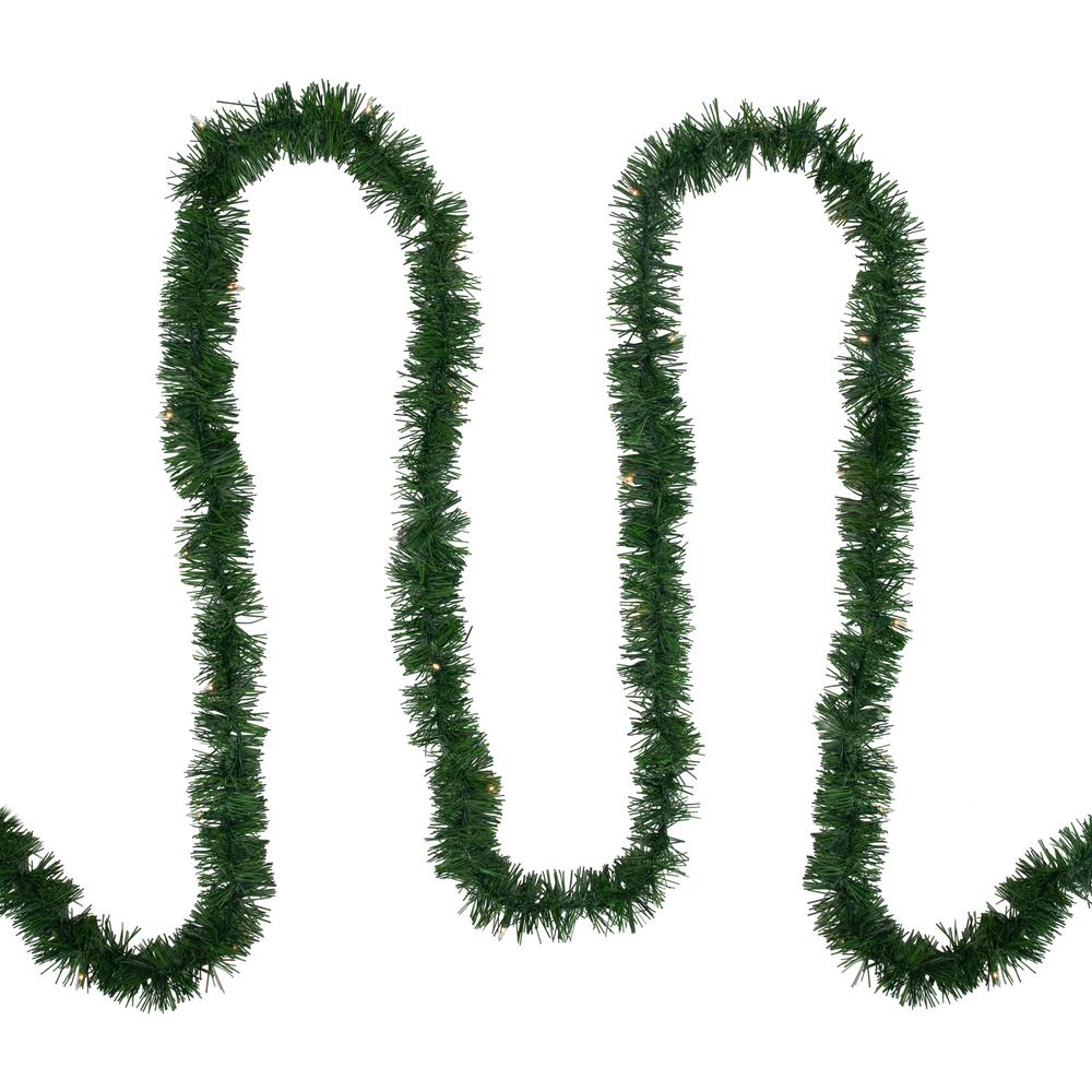 18' x 3" Pre-Lit Pine Two-tone Artificial Christmas Garland  Clear Lights. Picture 3