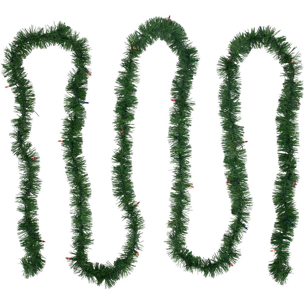 18' x 3" Pre-Lit Pine Two-tone Artificial Christmas Garland  Multicolor Lights. Picture 1