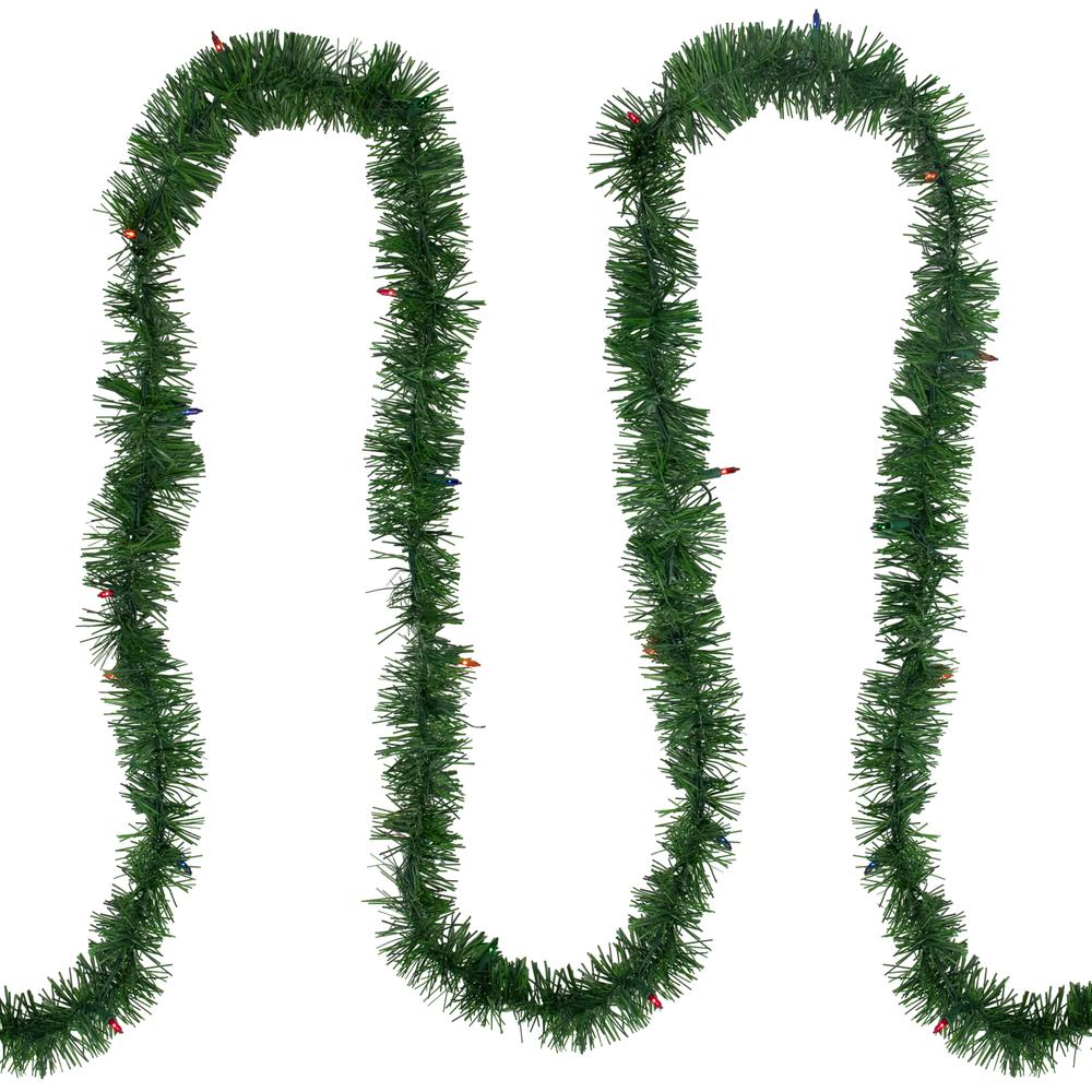 18' x 3" Pre-Lit Pine Two-tone Artificial Christmas Garland  Multicolor Lights. Picture 3