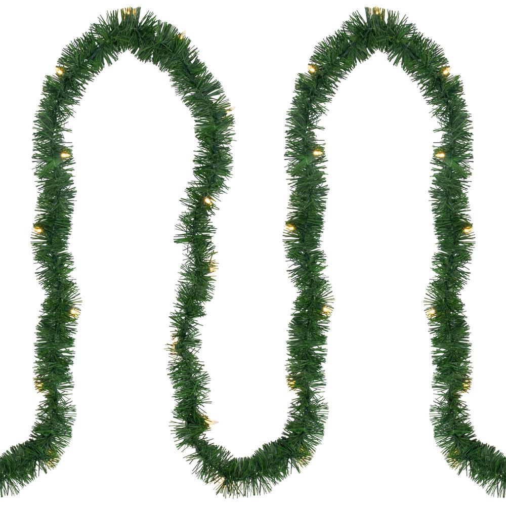 18' x 3" Pre-Lit Pine Artificial Christmas Garland  Warm White LED Lights. Picture 3