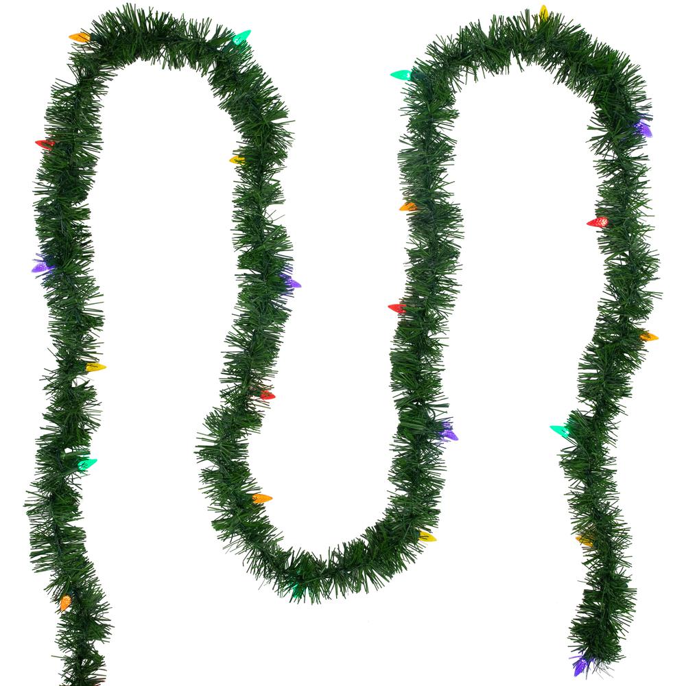18' x 3" Pre-Lit Pine Artificial Christmas Garland Multicolor LED Faceted Lights. Picture 3