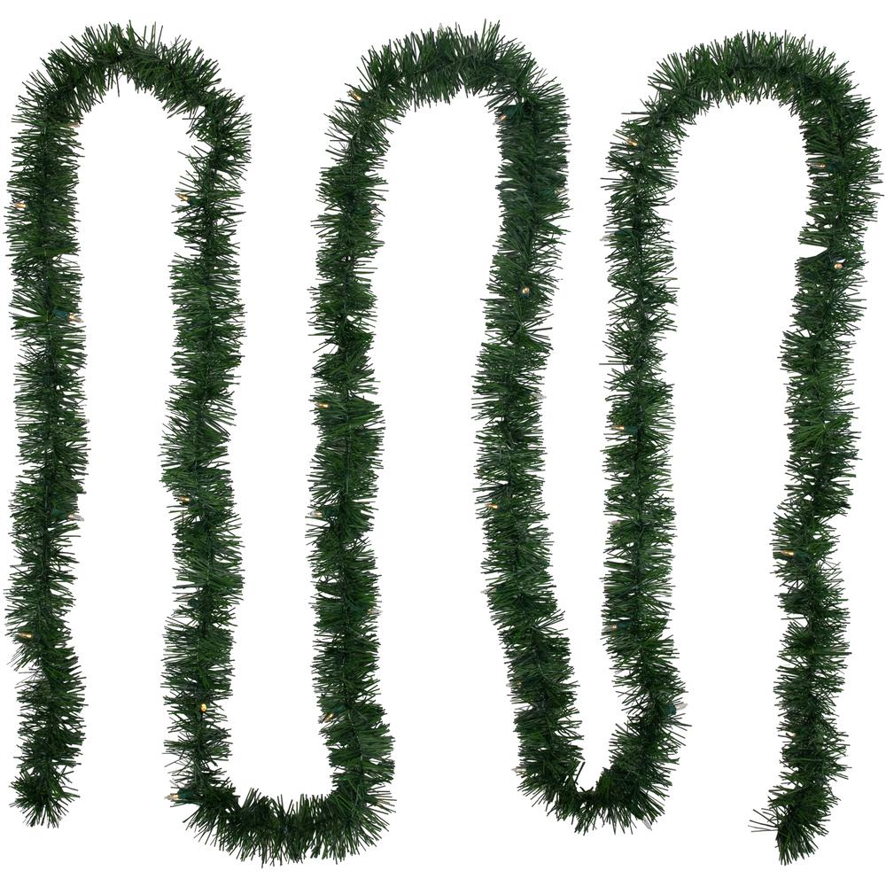 18' x 3" Pre-Lit Pine Artificial Christmas Garland  Warm White LED Lights. Picture 1