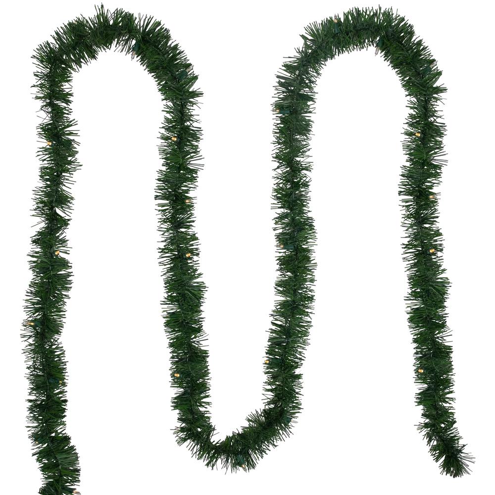 18' x 3" Pre-Lit Pine Artificial Christmas Garland  Warm White LED Lights. Picture 3