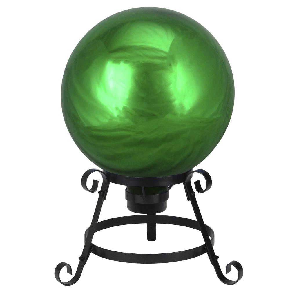 10" Emerald Green Shiny Outdoor Garden Gazing Ball. Picture 2