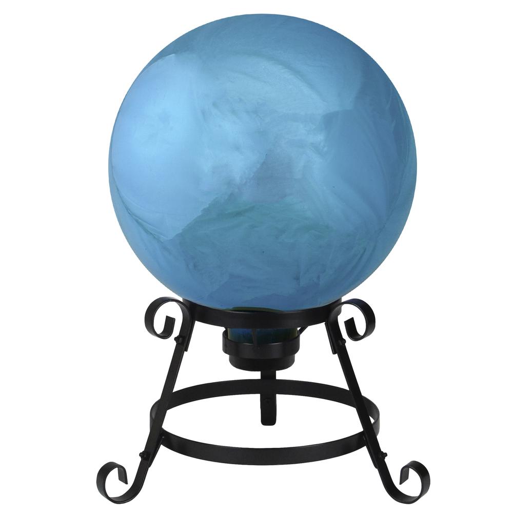 10" Mirrored Turquoise Blue Outdoor Patio Garden Gazing Ball. Picture 1
