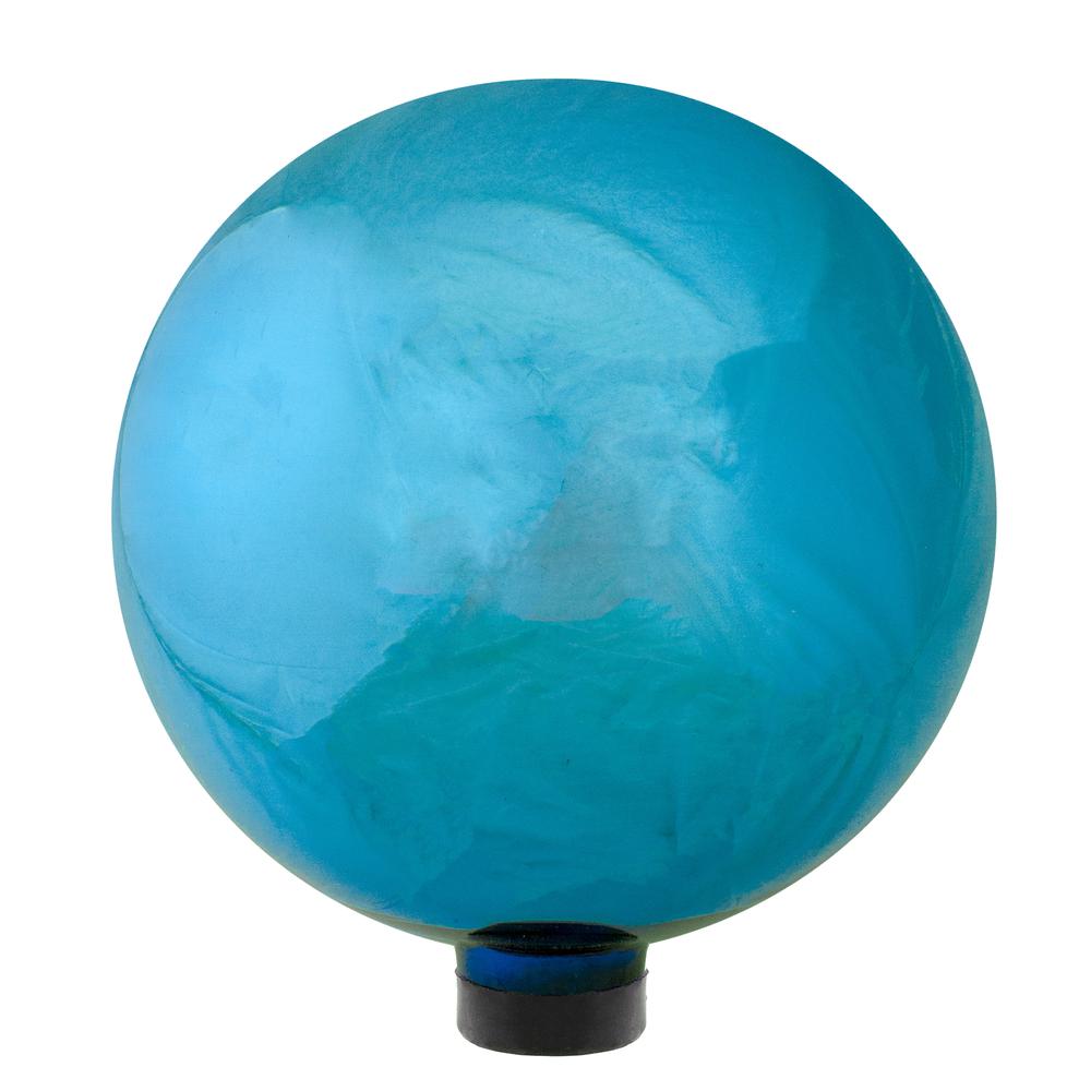 10" Mirrored Turquoise Blue Outdoor Patio Garden Gazing Ball. Picture 2