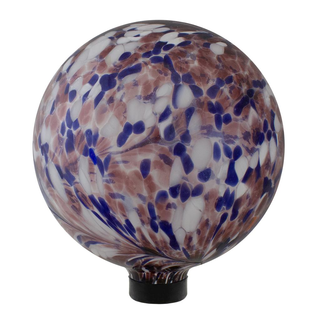 10" Purple and White Swirl Designed Outdoor Garden Gazing Ball. Picture 4