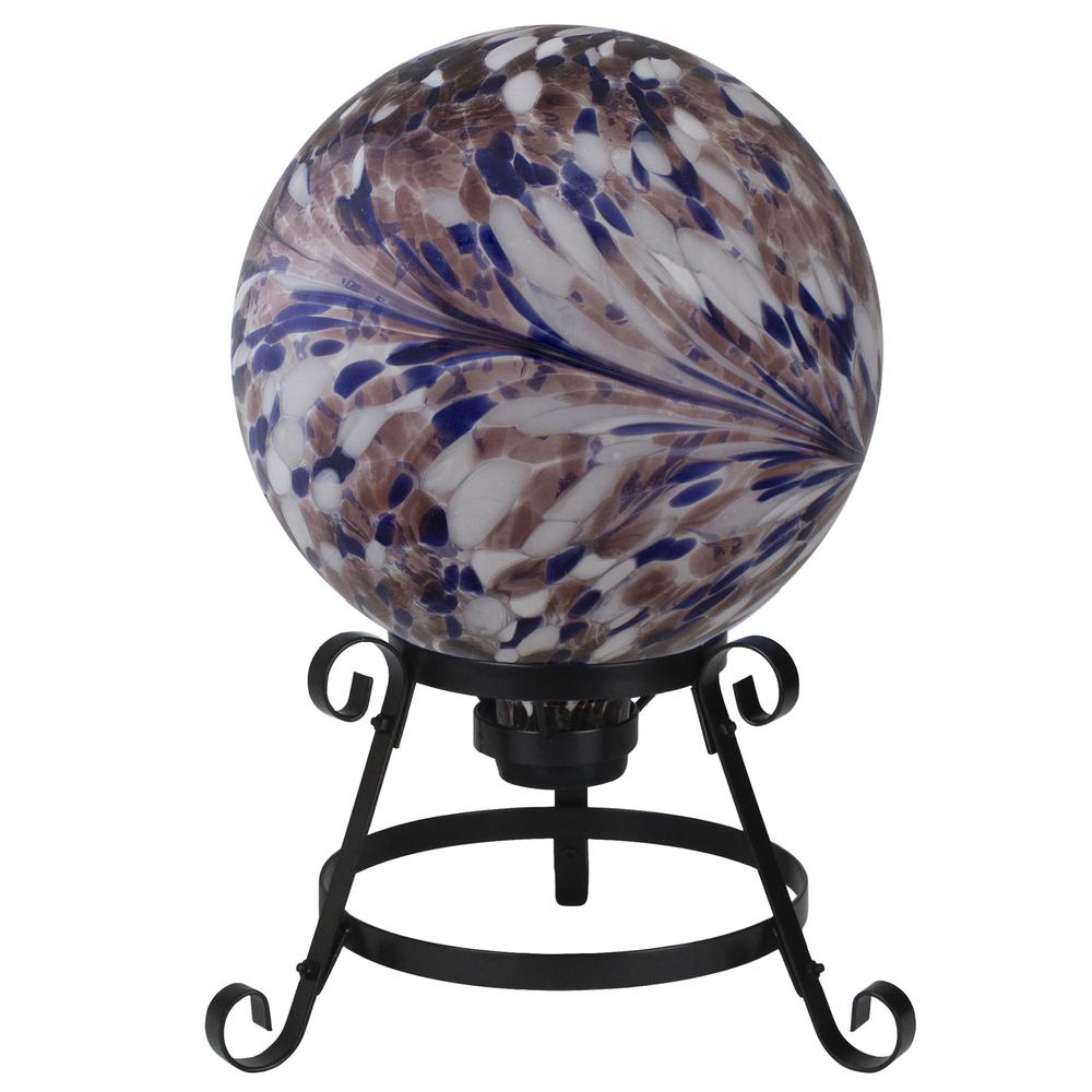 10" Purple and White Swirl Designed Outdoor Garden Gazing Ball. Picture 2