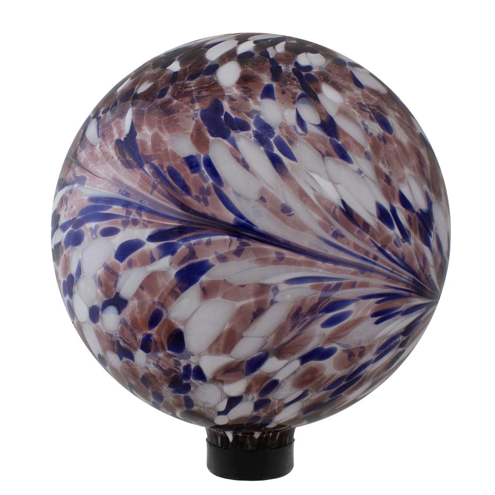 10" Purple and White Swirl Designed Outdoor Garden Gazing Ball. Picture 1
