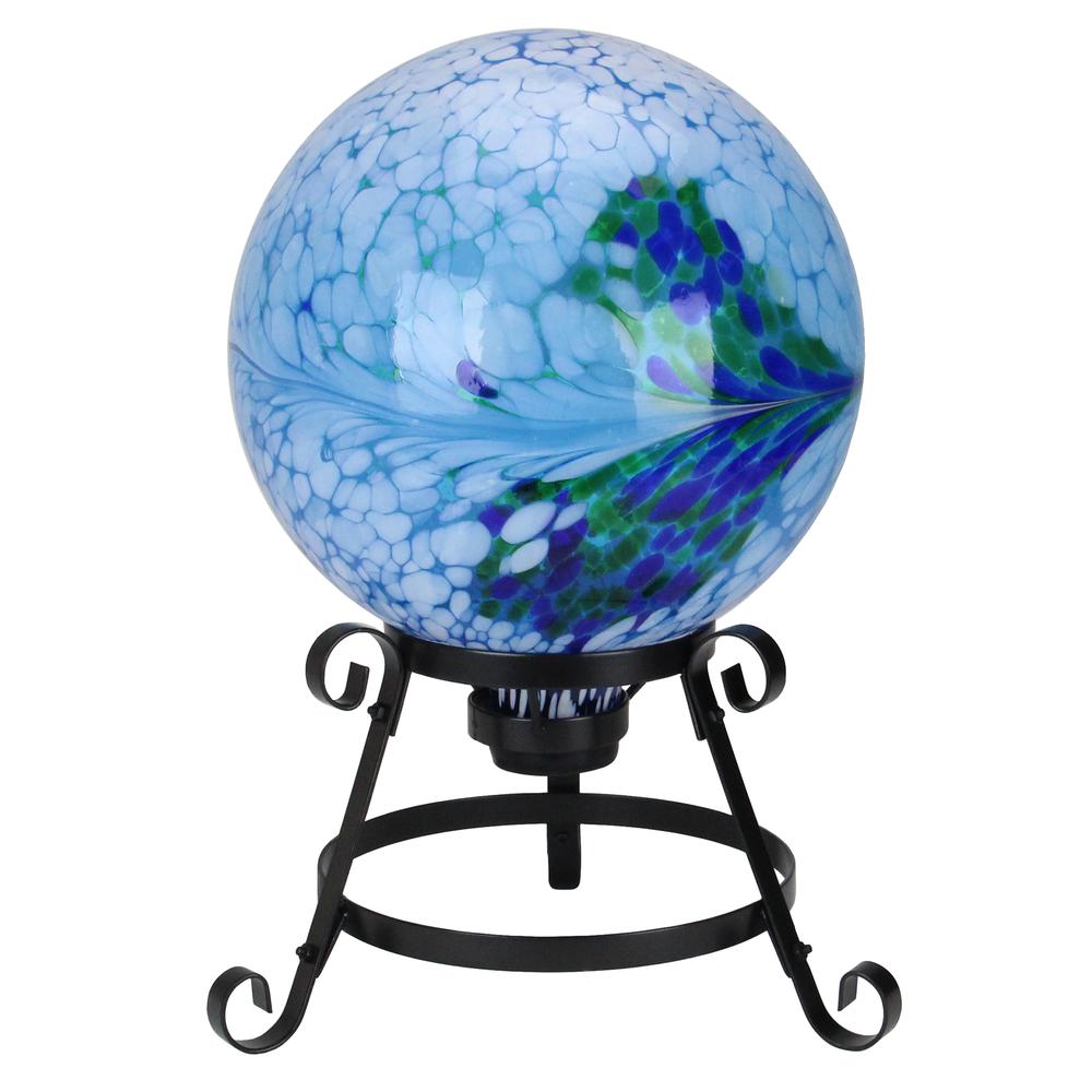 9.25" Black Scroll Designed Garden Gazing Ball Outdoor Patio Stand. Picture 2