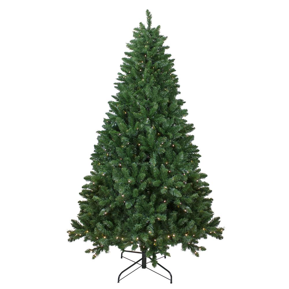 7.5' Full Twin Lakes Fir Artificial Christmas Tree - Warm White LED Lights. Picture 1