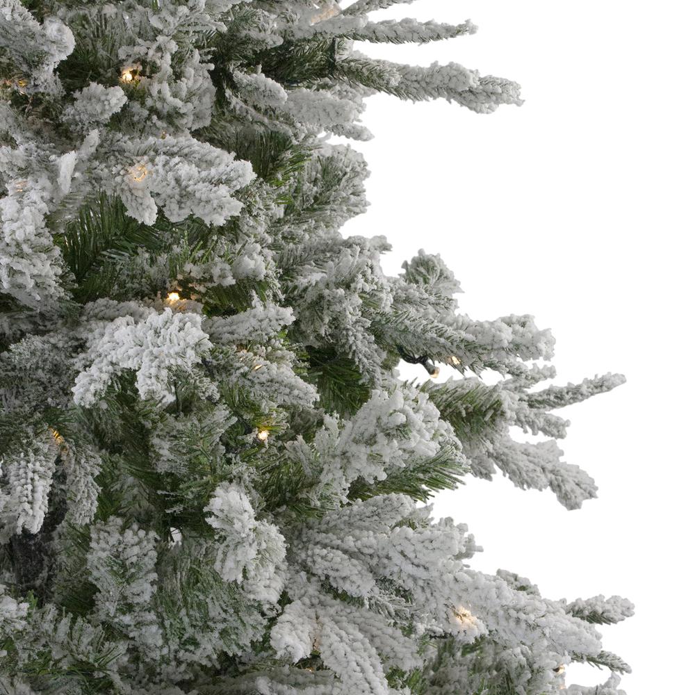 6.5' Pre-Lit Flocked Winfield Fir Artificial Christmas Tree - Warm White LED Lights. Picture 3