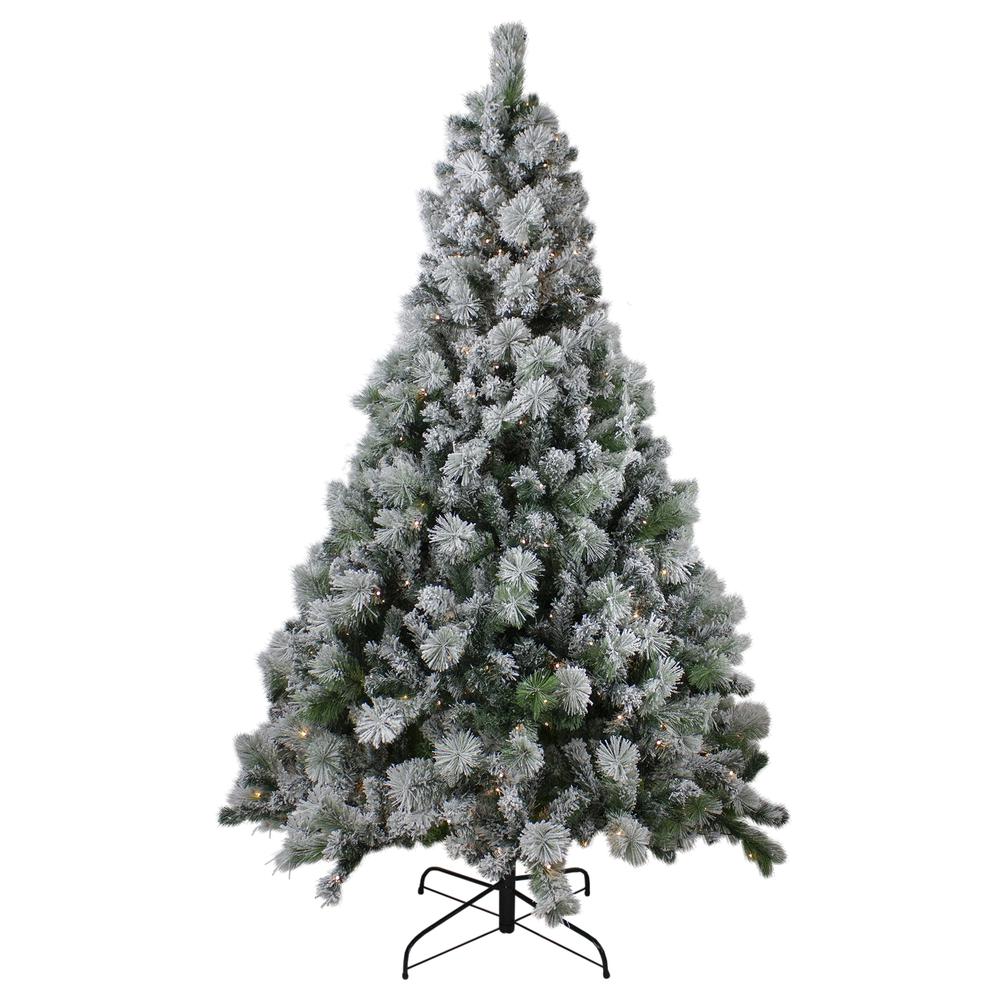 6.5' Full Flocked Somerset Spruce Artificial Christmas Tree - Clear Lights. Picture 1