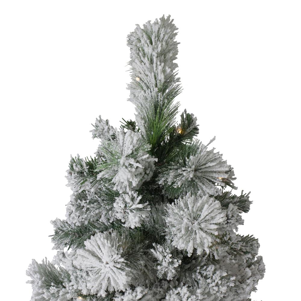 7.5' Pre-Lit Flocked Somerset Spruce Artificial Christmas Tree - Clear Lights. Picture 3