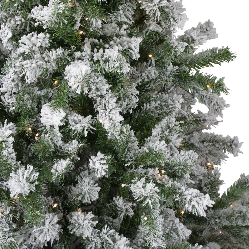 7.5' Medium Flocked Winter Park Fir Christmas Tree - Warm Clear LED Lights. Picture 2