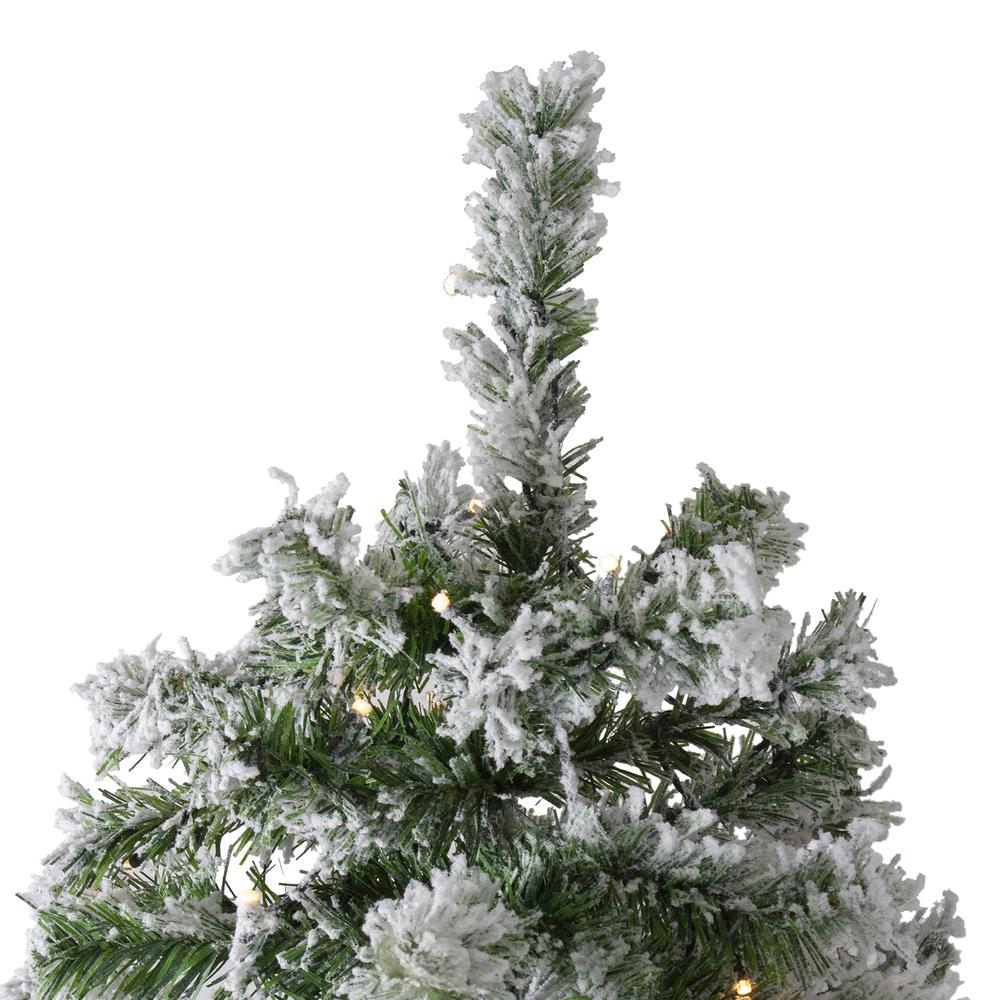 7.5' Medium Flocked Winter Park Fir Christmas Tree - Warm Clear LED Lights. Picture 3