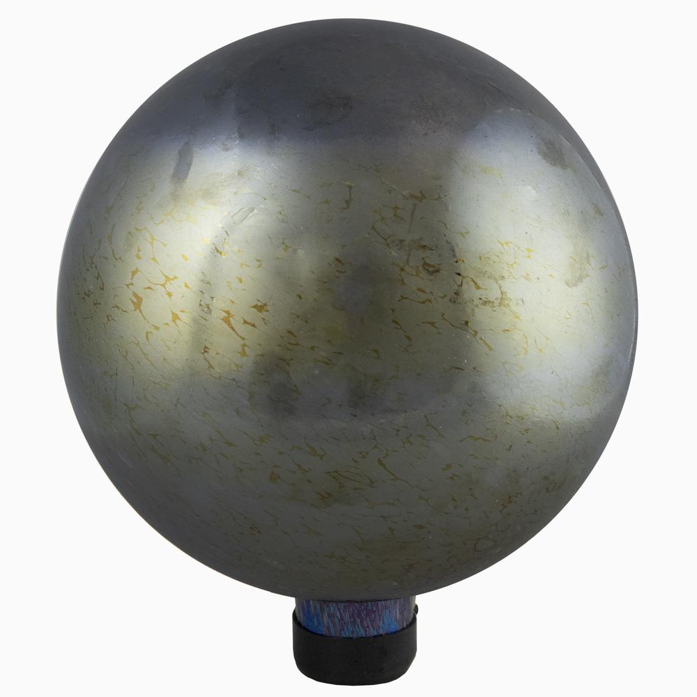 10" Gold and Silver Metallic Mirrored Glass Outdoor Garden Gazing Ball. Picture 1
