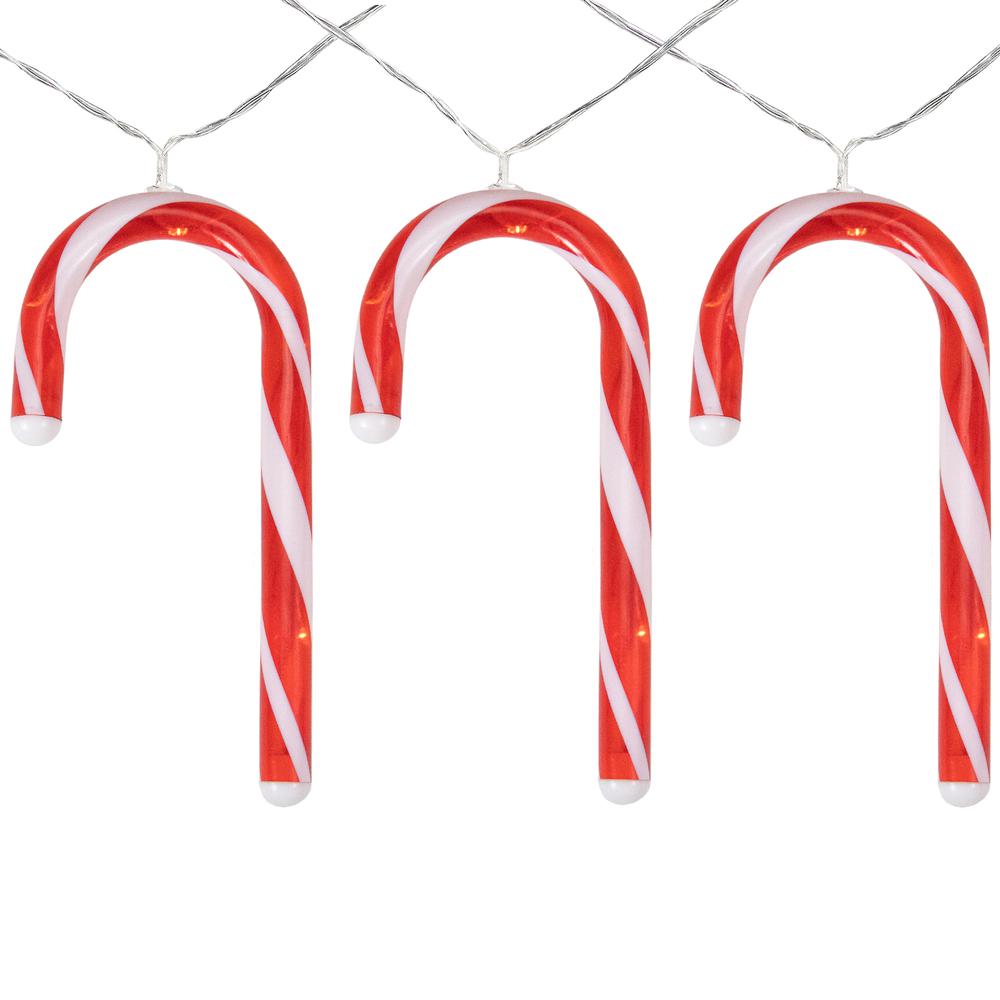 7ct Red and White Candy Cane Christmas Lights - 4.5ft Clear Wire. Picture 1