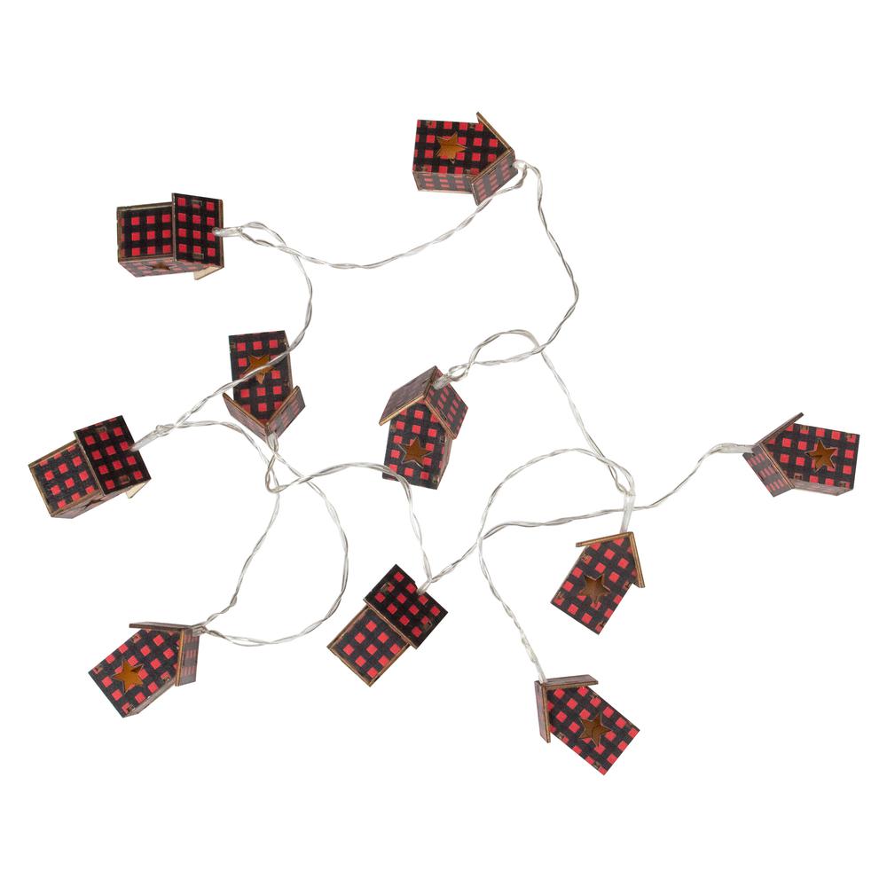 10 Count B/O LED Warm White Plaid House Christmas Lights - 4.75' Clear Wire. Picture 3