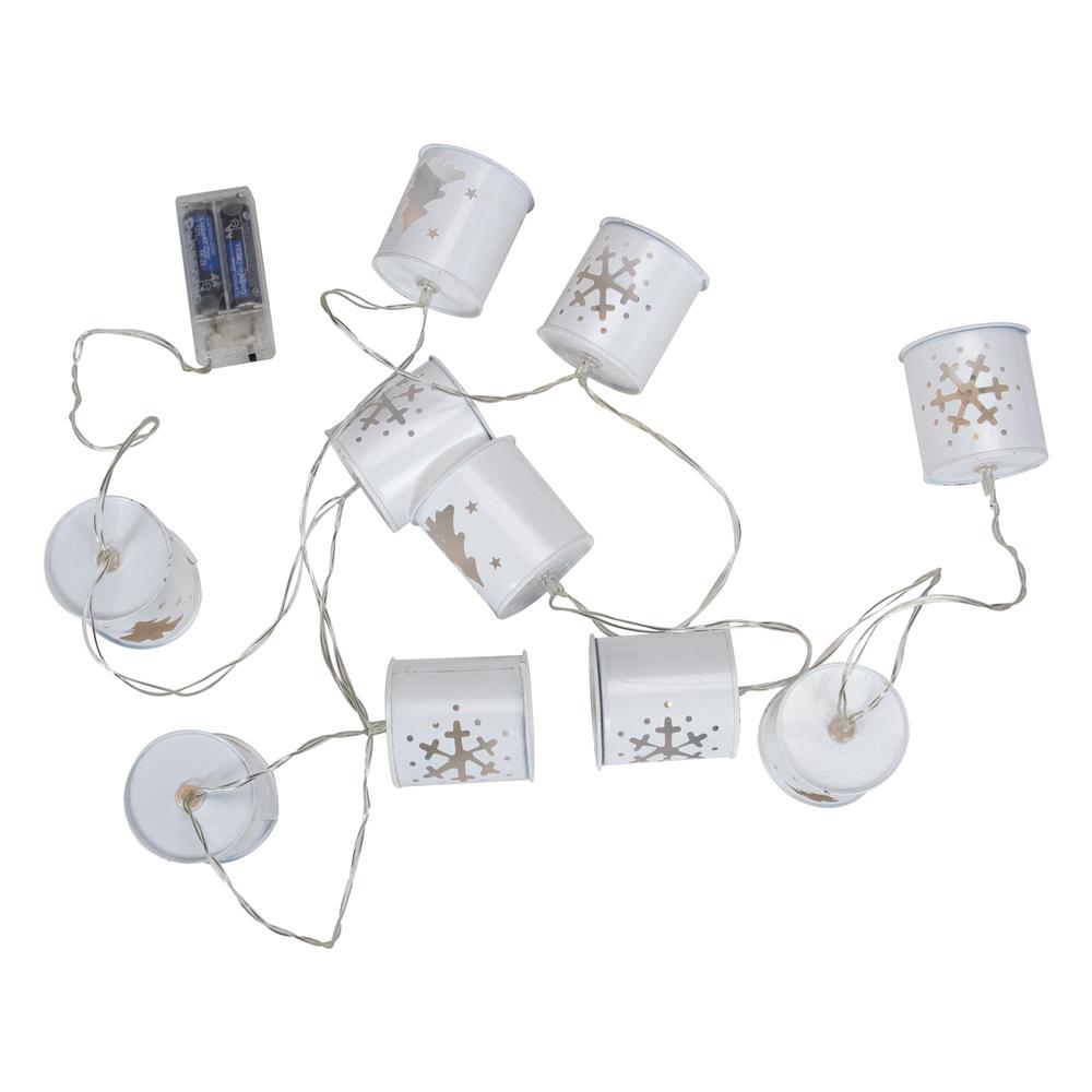 10 B/O LED Warm White Metal Lantern Christmas Lights - 6.25' Clear Wire. Picture 3