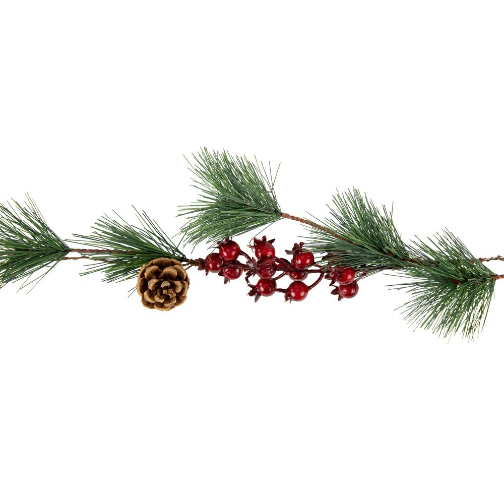 6.5' Pre-Lit Pine and Berry Artificial Christmas Garland  Warm White LED Lights. Picture 2