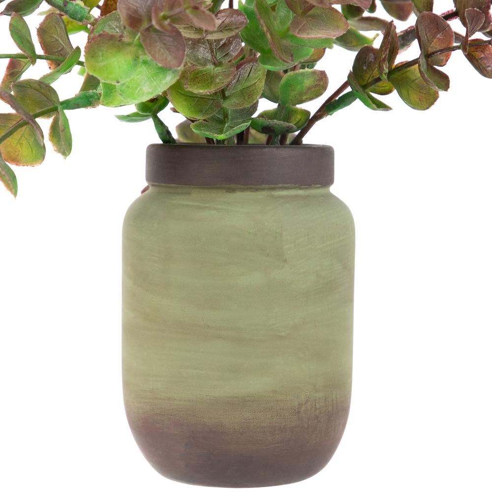 Two-Toned Spring Eucalyptus Leaves Artificial Plant in Ceramic Pot 10". Picture 3
