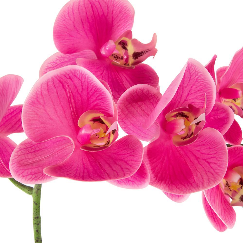 Real Touch™ Pink Artificial Spring Orchids in a Striped Ceramic Pot 2". Picture 3