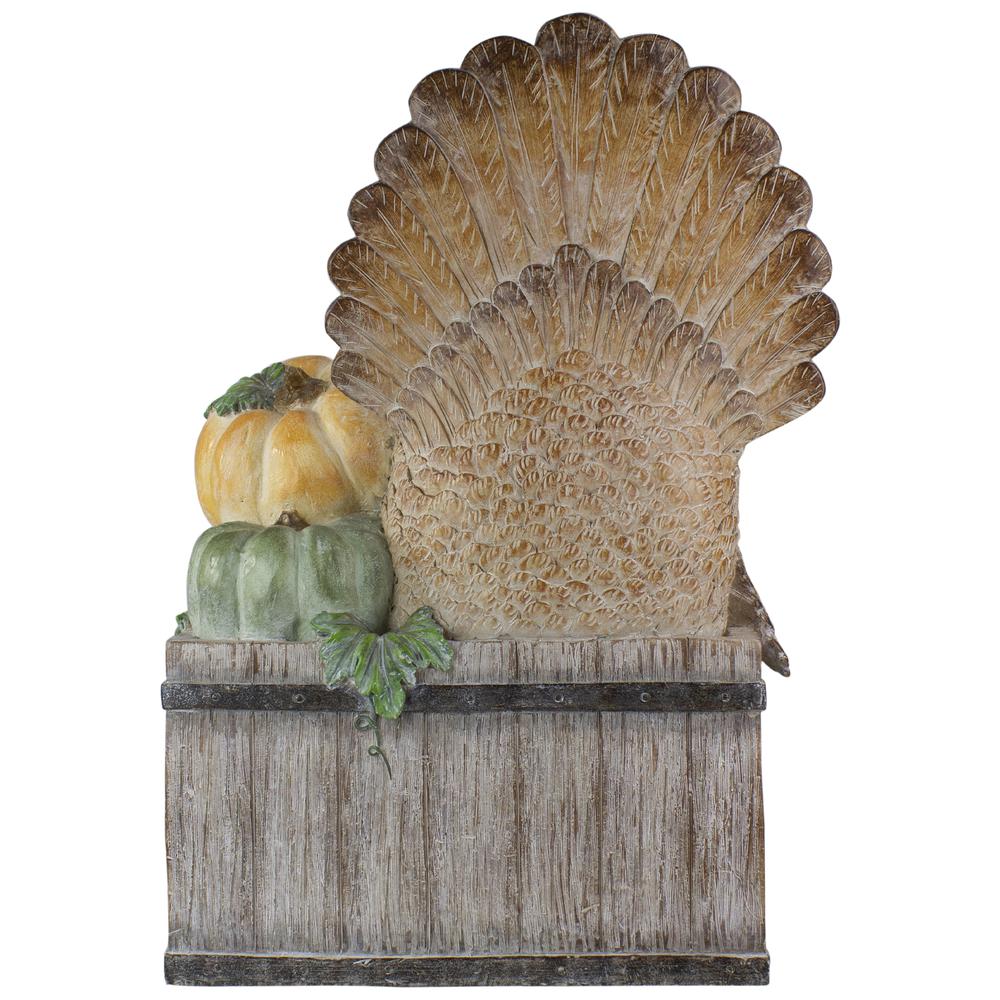 20.25" Turkey and Pumpkins 'Happy Thanksgiving' Decoration. Picture 3