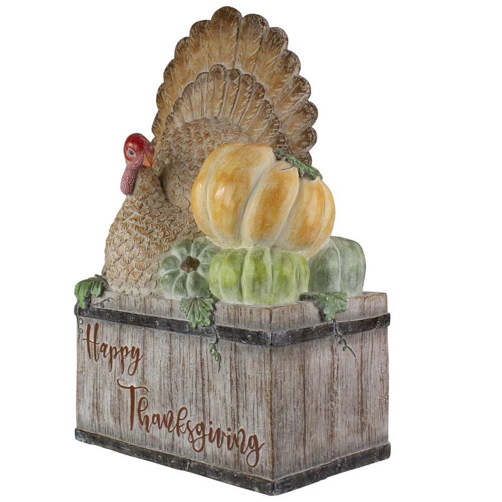 20.25" Turkey and Pumpkins 'Happy Thanksgiving' Decoration. Picture 4