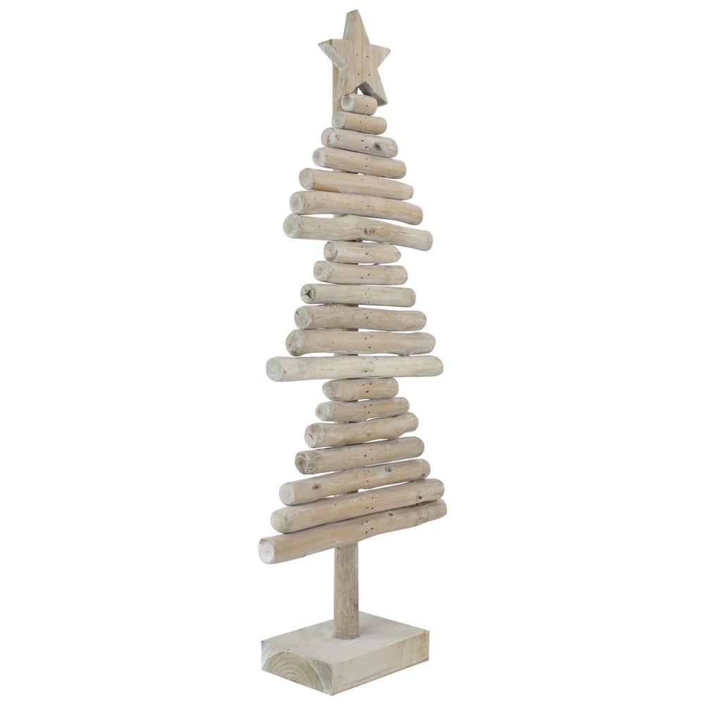 25.5" Rustic Wooden Christmas Tree with Star Table Top Decor. Picture 2