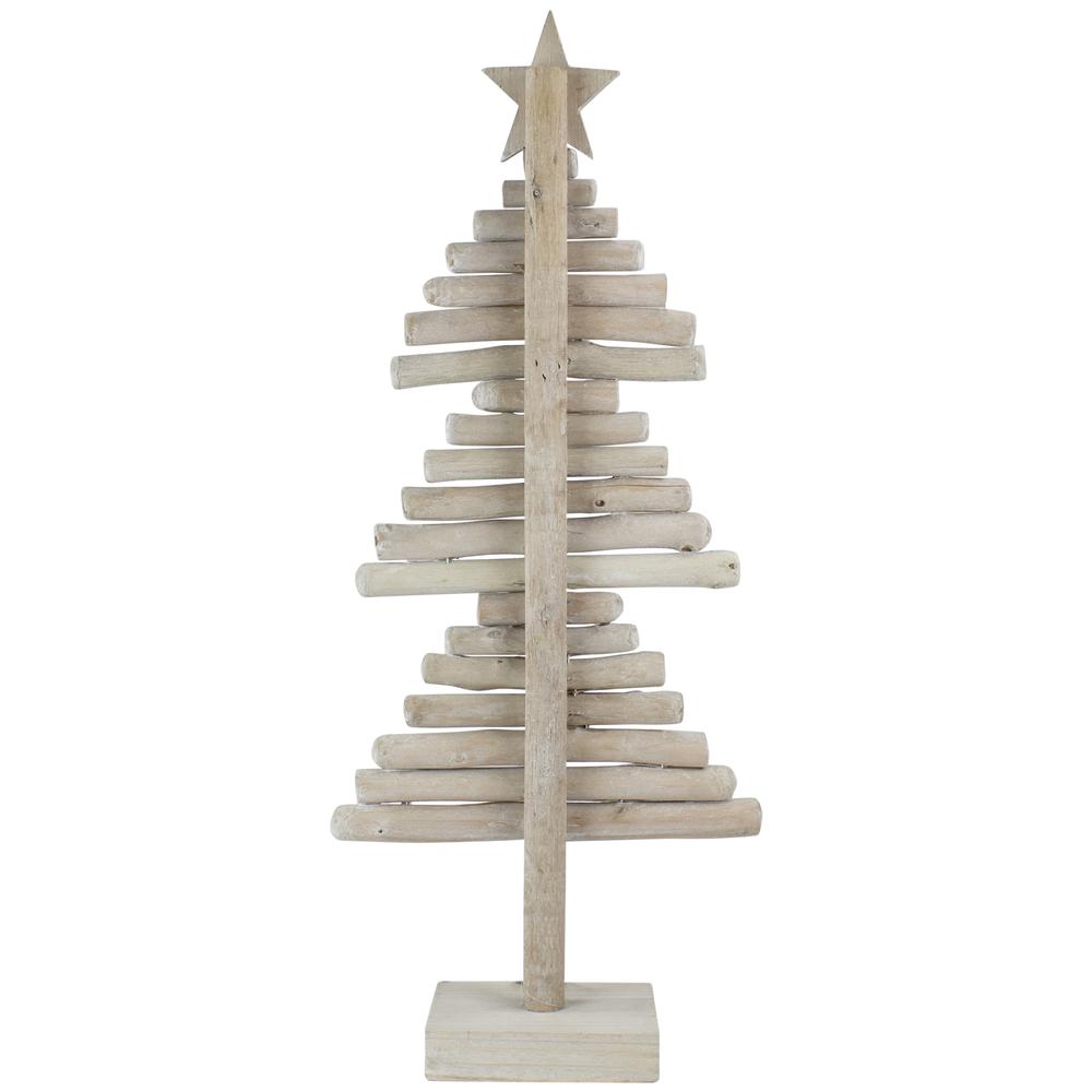 25.5" Rustic Wooden Christmas Tree with Star Table Top Decor. Picture 3