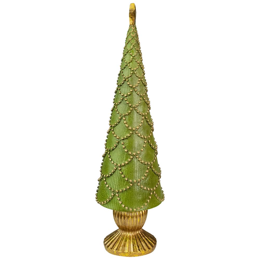 17" Green Christmas Tree Cone on Pedestal with Star Topper Tabletop Decor. Picture 3