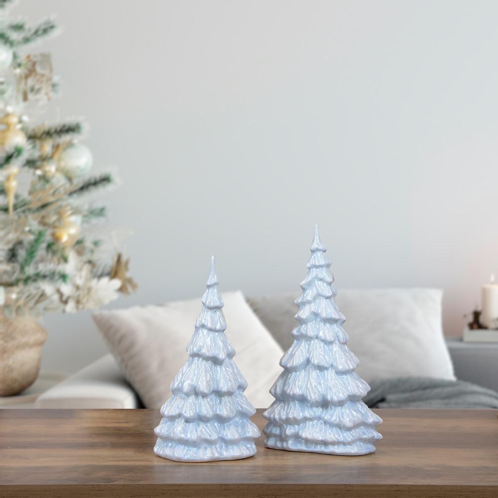 12.5" Blue and White Textured Christmas Tree Tabletop Decor. Picture 2