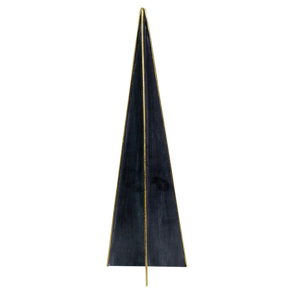 15" Blue and Gold Triangular Christmas Tree Tabletop Decor. Picture 5