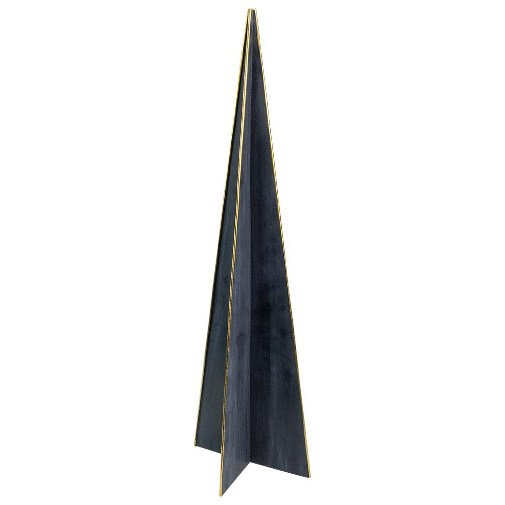 20" Blue and Gold Triangular Christmas Tree Tabletop Decor. Picture 1
