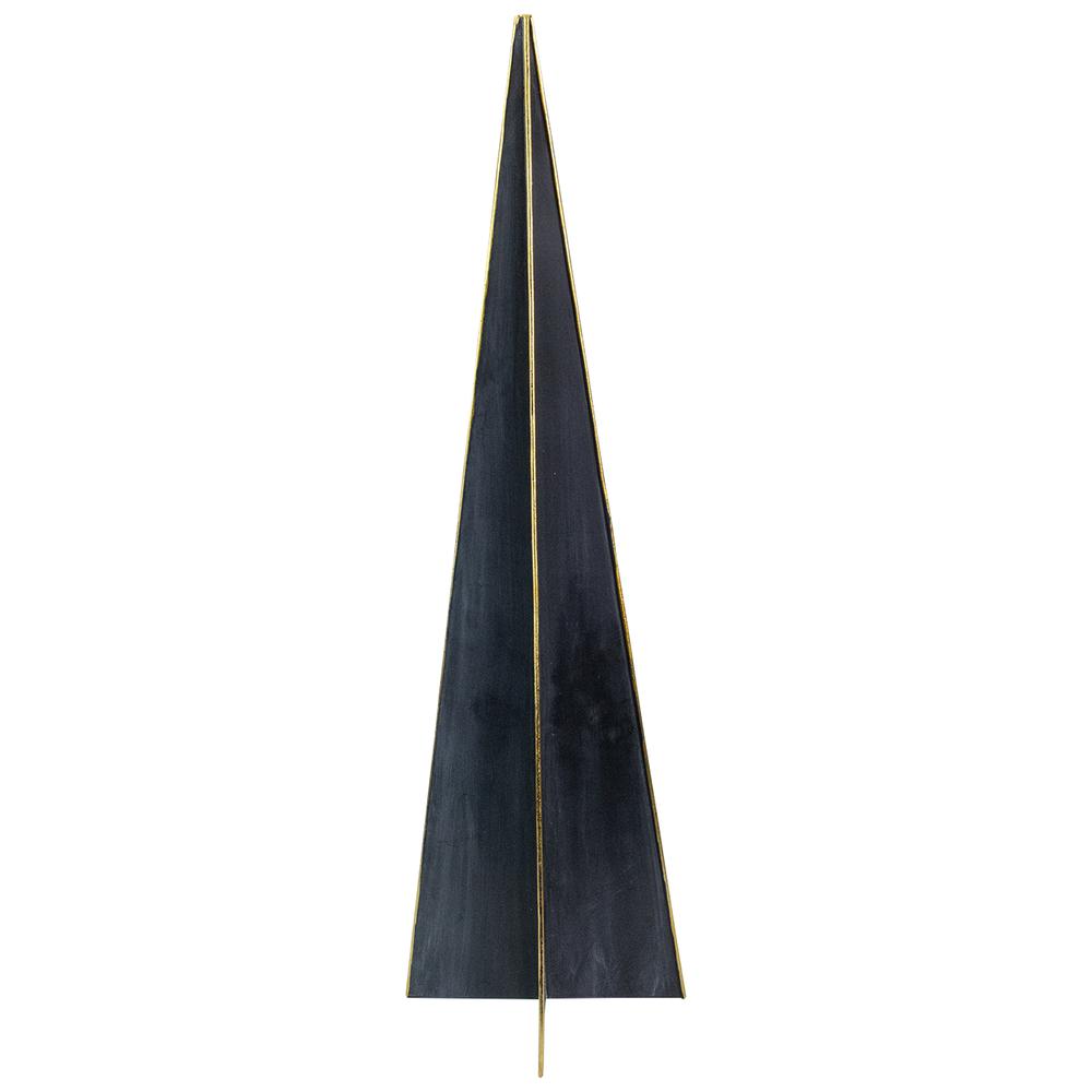 20" Blue and Gold Triangular Christmas Tree Tabletop Decor. Picture 5