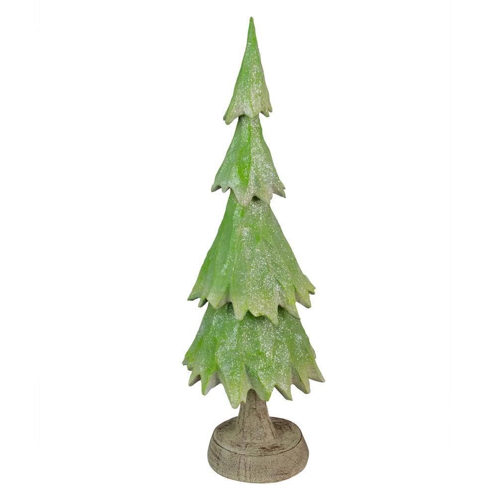 20" Green Glittered and Textured Tree Christmas Decoration. Picture 1
