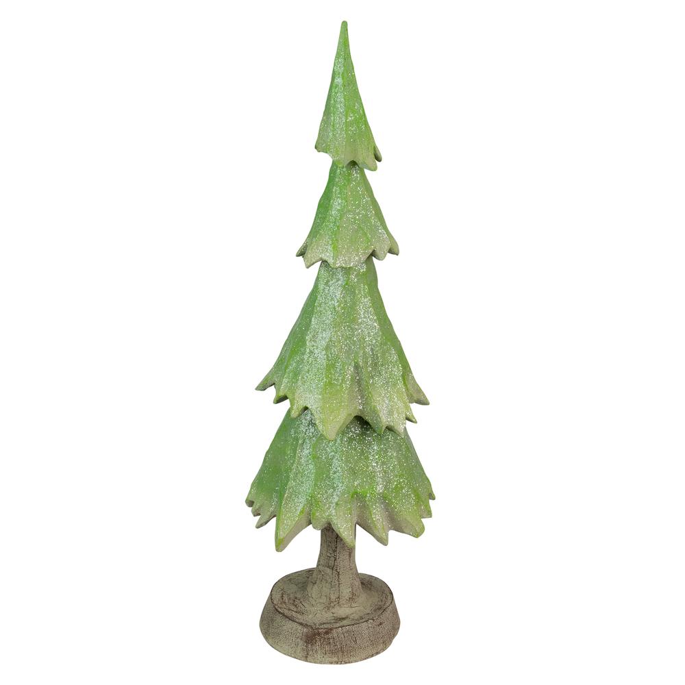20" Green Glittered and Textured Tree Christmas Decoration. Picture 5