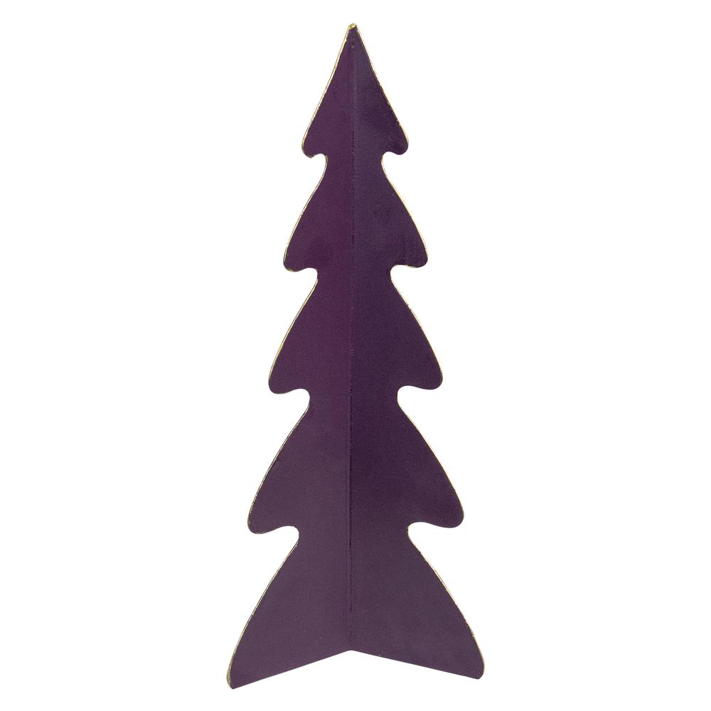 12" Purple Triangular Christmas Tree with a Curved Design Tabletop Decor. Picture 1