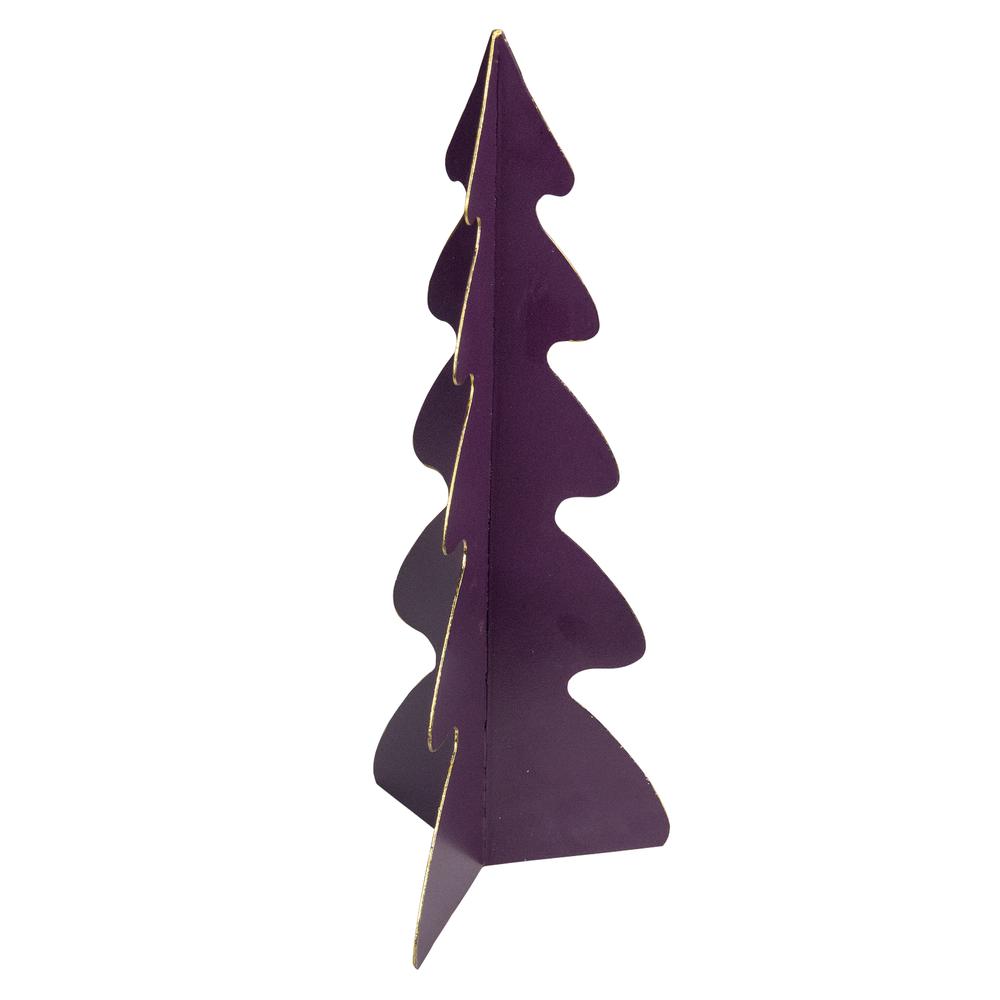 12" Purple Triangular Christmas Tree with a Curved Design Tabletop Decor. Picture 5