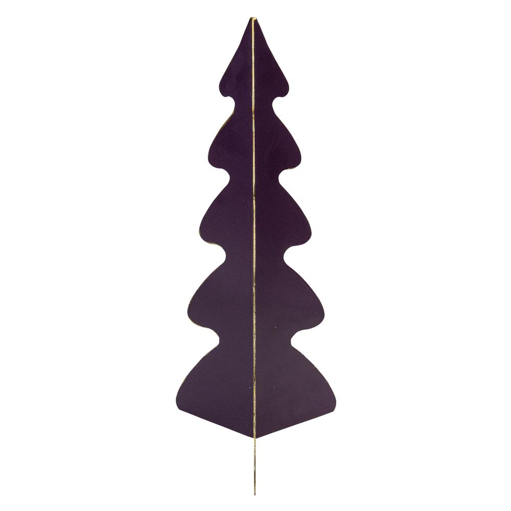 12" Purple Triangular Christmas Tree with a Curved Design Tabletop Decor. Picture 3