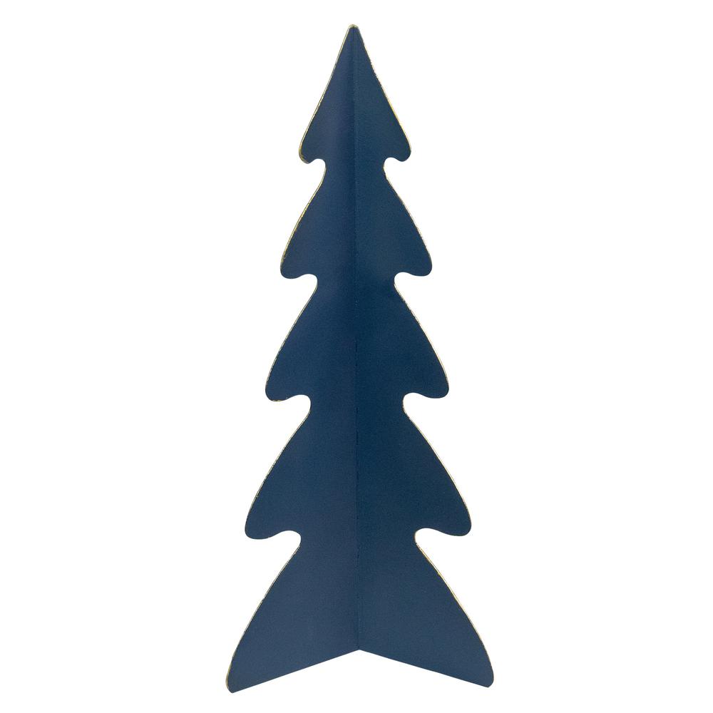 15" Blue Triangular Christmas Tree with a Curved Design Tabletop Decor. Picture 1