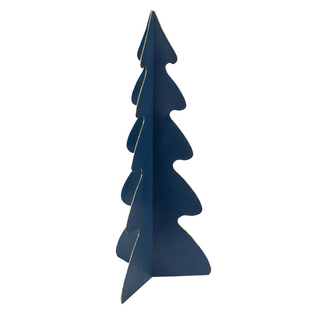15" Blue Triangular Christmas Tree with a Curved Design Tabletop Decor. Picture 3