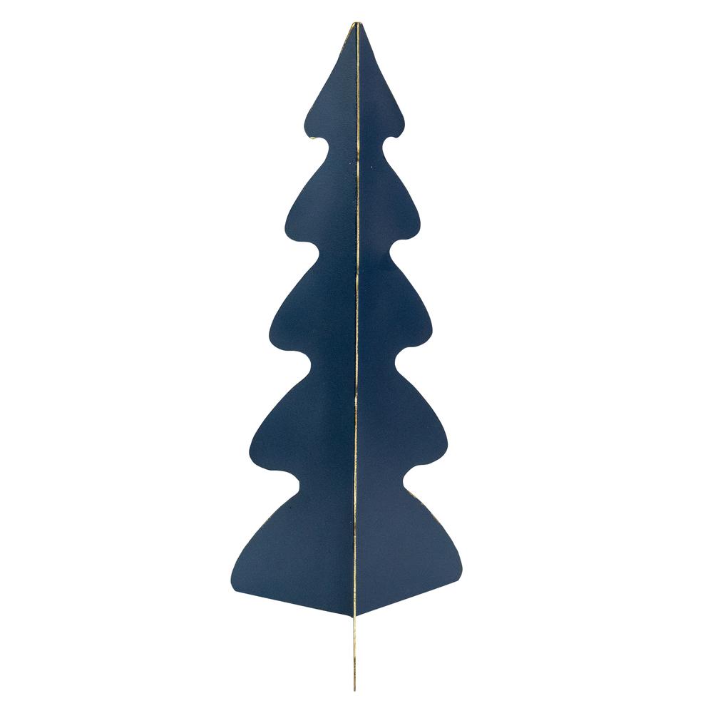 15" Blue Triangular Christmas Tree with a Curved Design Tabletop Decor. Picture 5