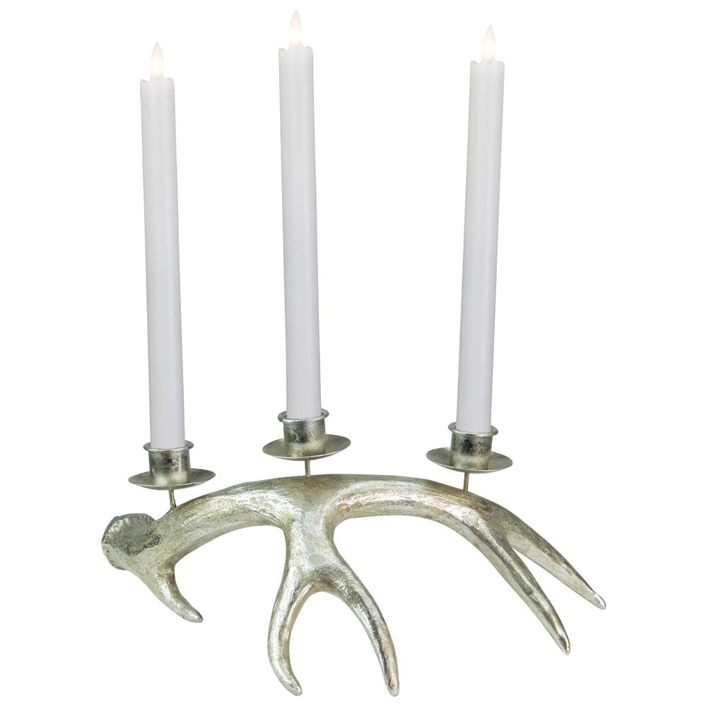 12" Champagne Deer Antler Christmas Taper Candle Holder. The main picture.