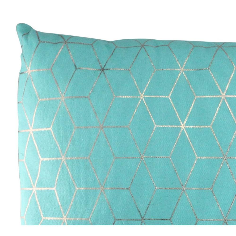 17" Ocean Blue Contemporary Geometric Square Throw Pillow. Picture 3