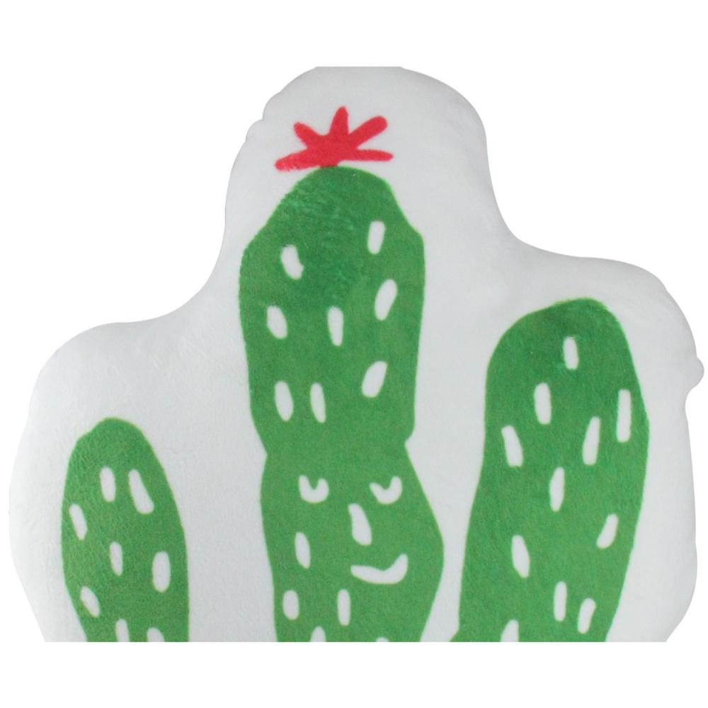 20" Green and White Cactus Plush Fleece Throw Pillow. Picture 2