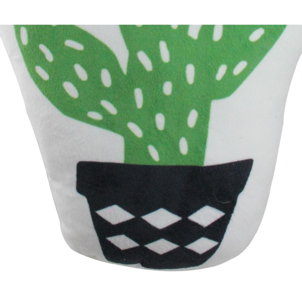 20" Green and White Cactus Plush Fleece Throw Pillow. Picture 3