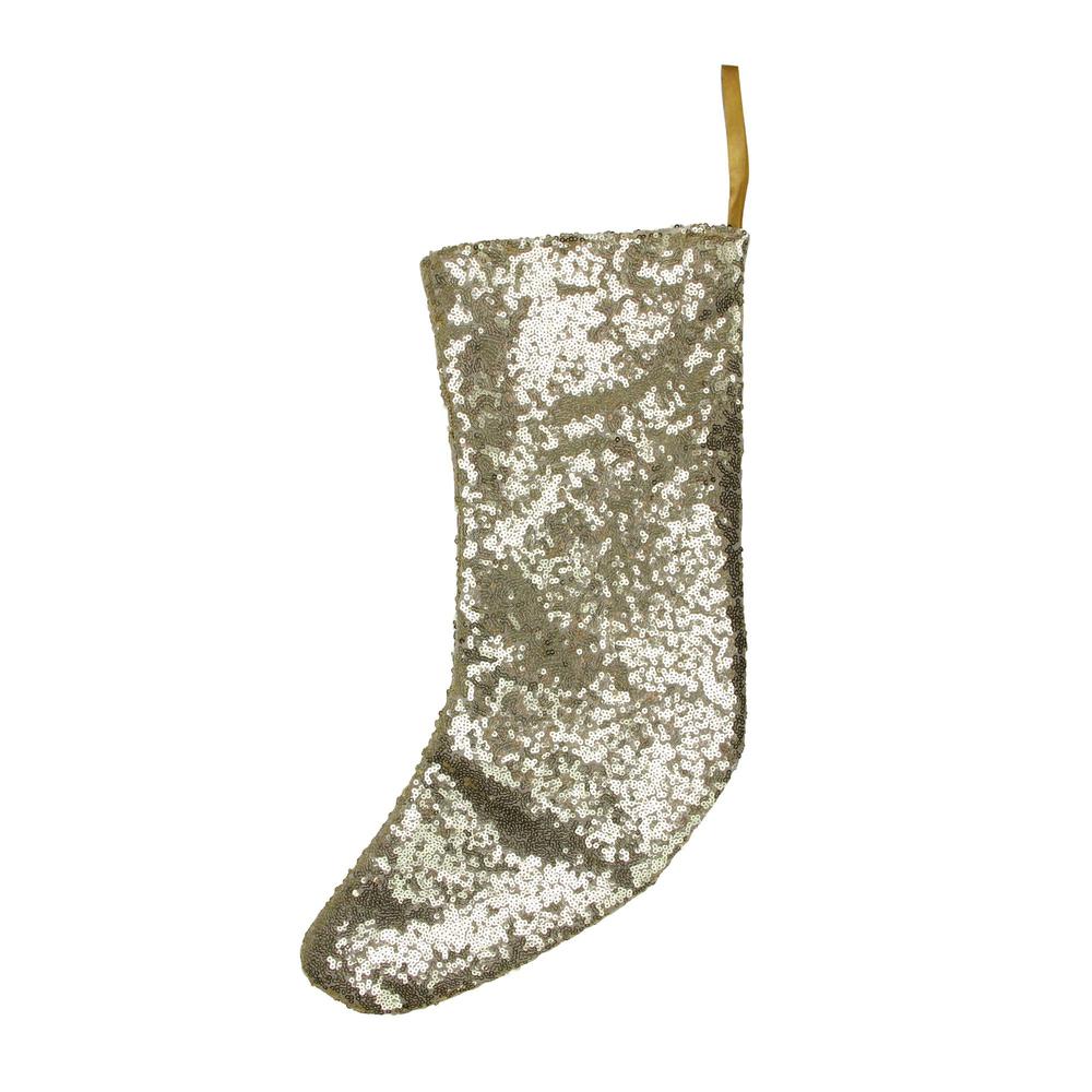 17.5" Gray and White Sequins Accented Christmas Stocking. Picture 2